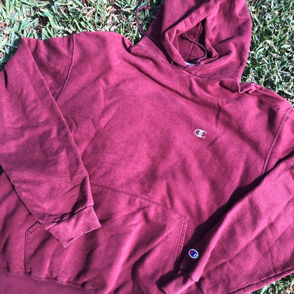 Champion Hoodie Sweatshirt Size Large Maroon
